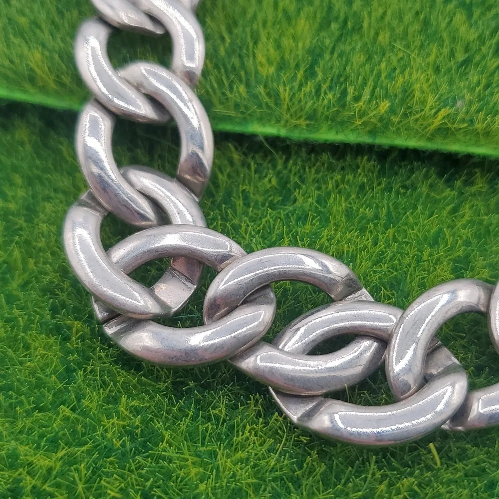 Chunky Silver Tone‎ Link Chain Necklace Grunge 18 Inch N3638